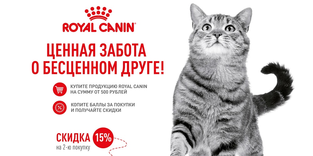 50% скидки на вторую упаковку корма для собак «Royal Canin»